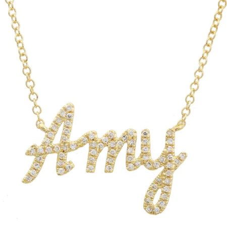 SAY MY NAME DIAMOND ETCHED PAVÉ NECKLACE | Diamond Aupair