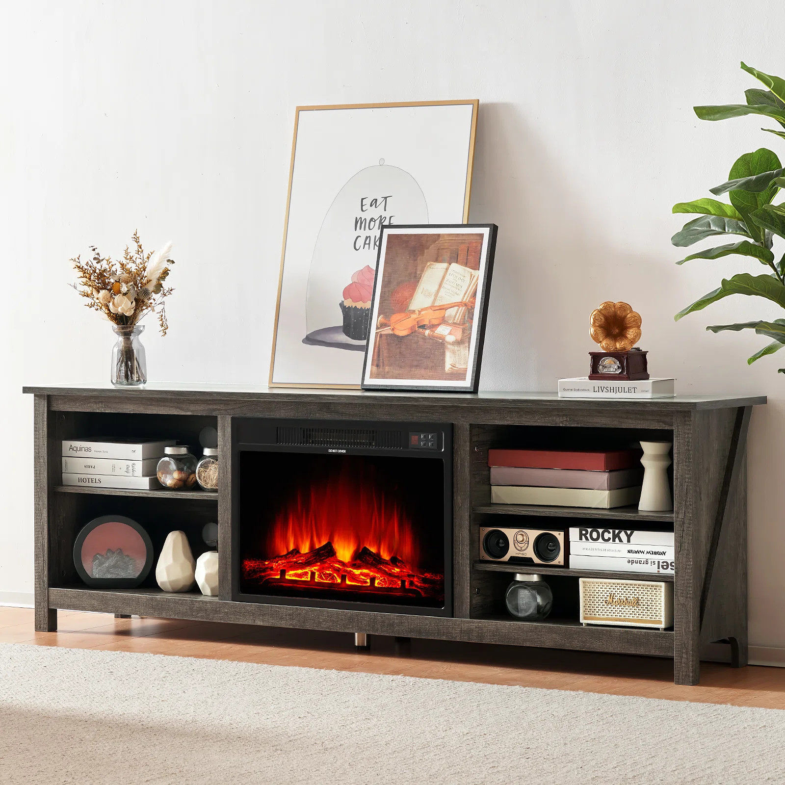 Aiert TV Stand for TVs up to 78" with Fireplace Included | Wayfair North America