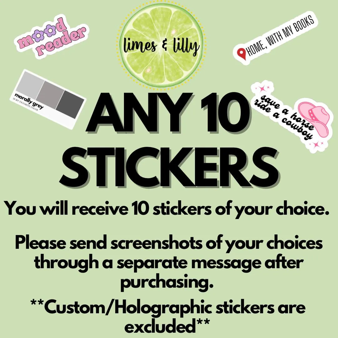 ANY 10 Stickers of Your Choice, Sticker Pack, Sticker Bundle, Book Stickers, Bookish Stickers, Ki... | Etsy (US)