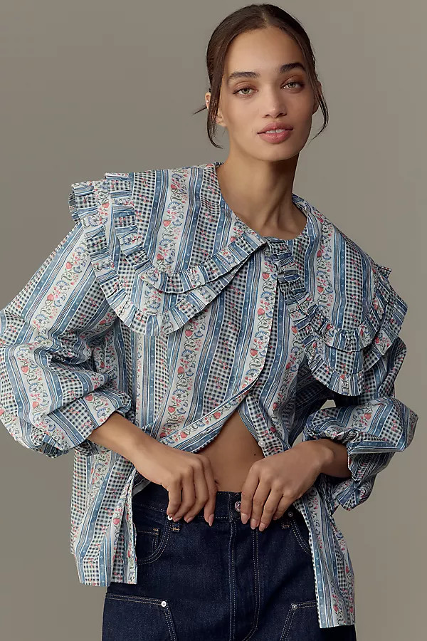 Damson Madder Lois Double Collar Blouse | Anthropologie (US)