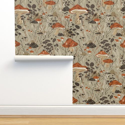 Mushroom Forest Wallpaper byalexgold_textiles | Spoonflower