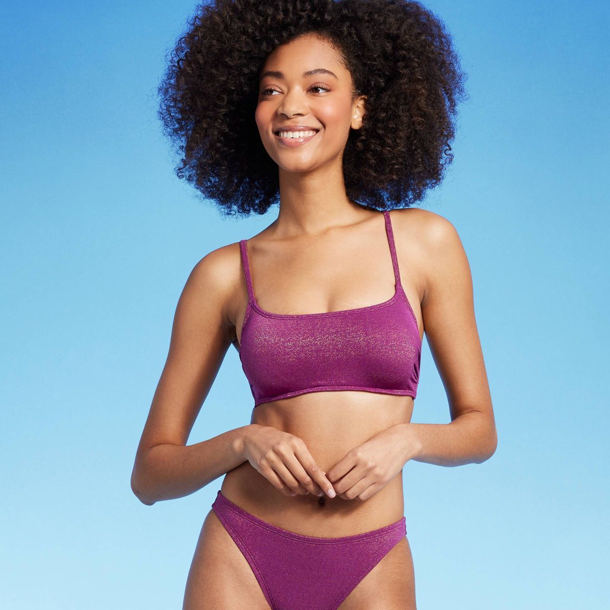 Women's Square Neck Underwire Bikini Top - Shade & Shore™ Purple Shine | Target