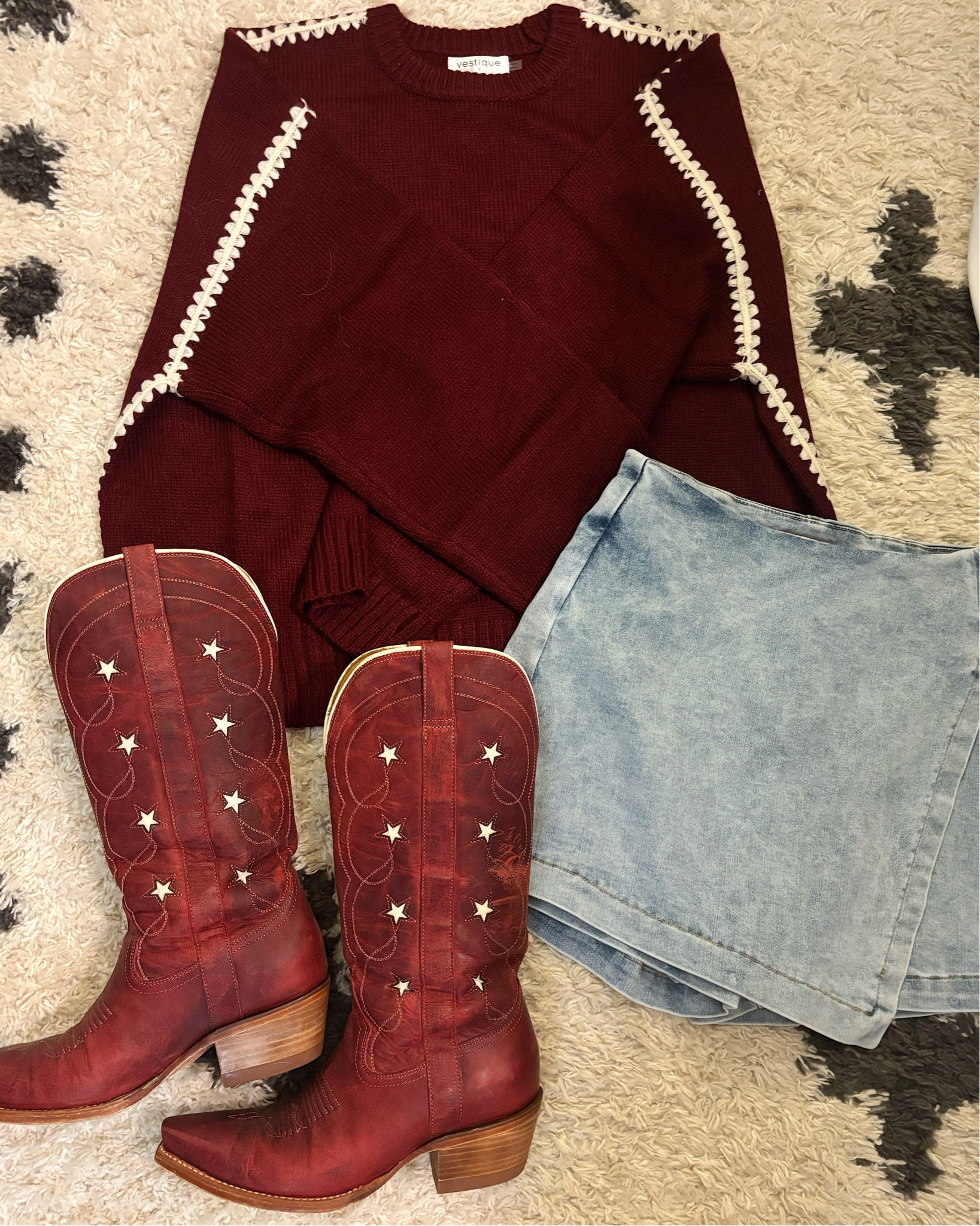 Cute Christmas or Thanksgiving outfit idea! This is the anchorage sweater in wine from Vestique! And these exact Annie’s are sold out but linked two cute red options! This skirt from pink Lily is so stretchy and still fits me comfortably at 21 weeks pregnant!

#LTKHoliday #LTKBump #LTKFamily