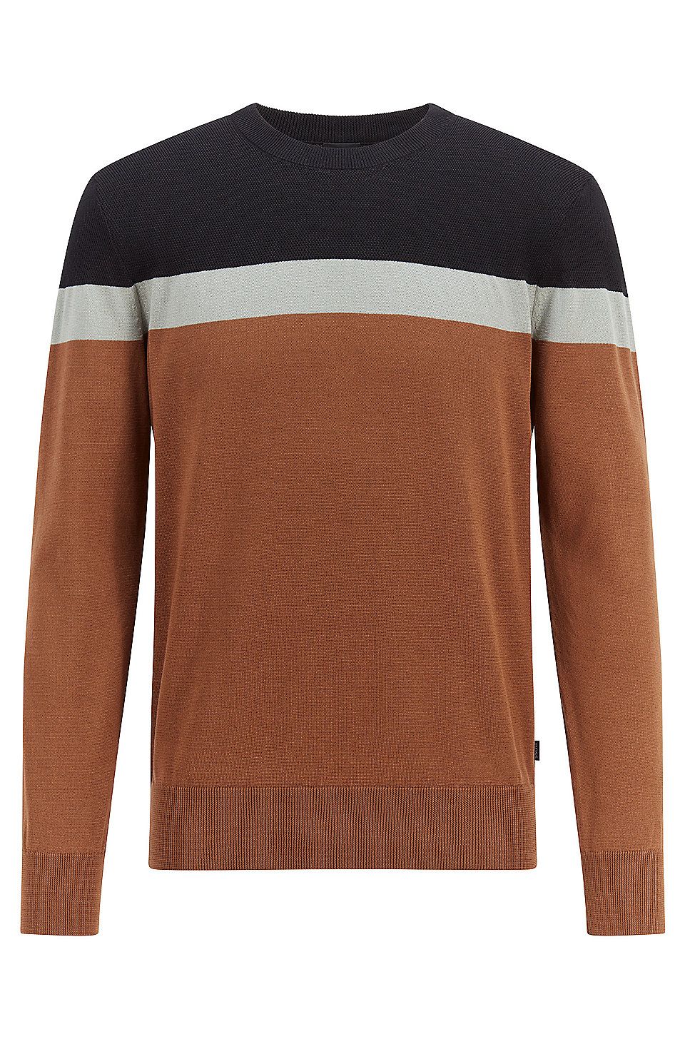 BOSS - Colour-block sweater in mercerised cotton | Hugo Boss (UK)