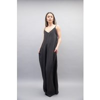 Black Jumpsuit With Pockets/Jumpsuit Open Back/Black Jumpsuit/Loose Leg Jumpsuit/Overlapping Front/J | Etsy (US)