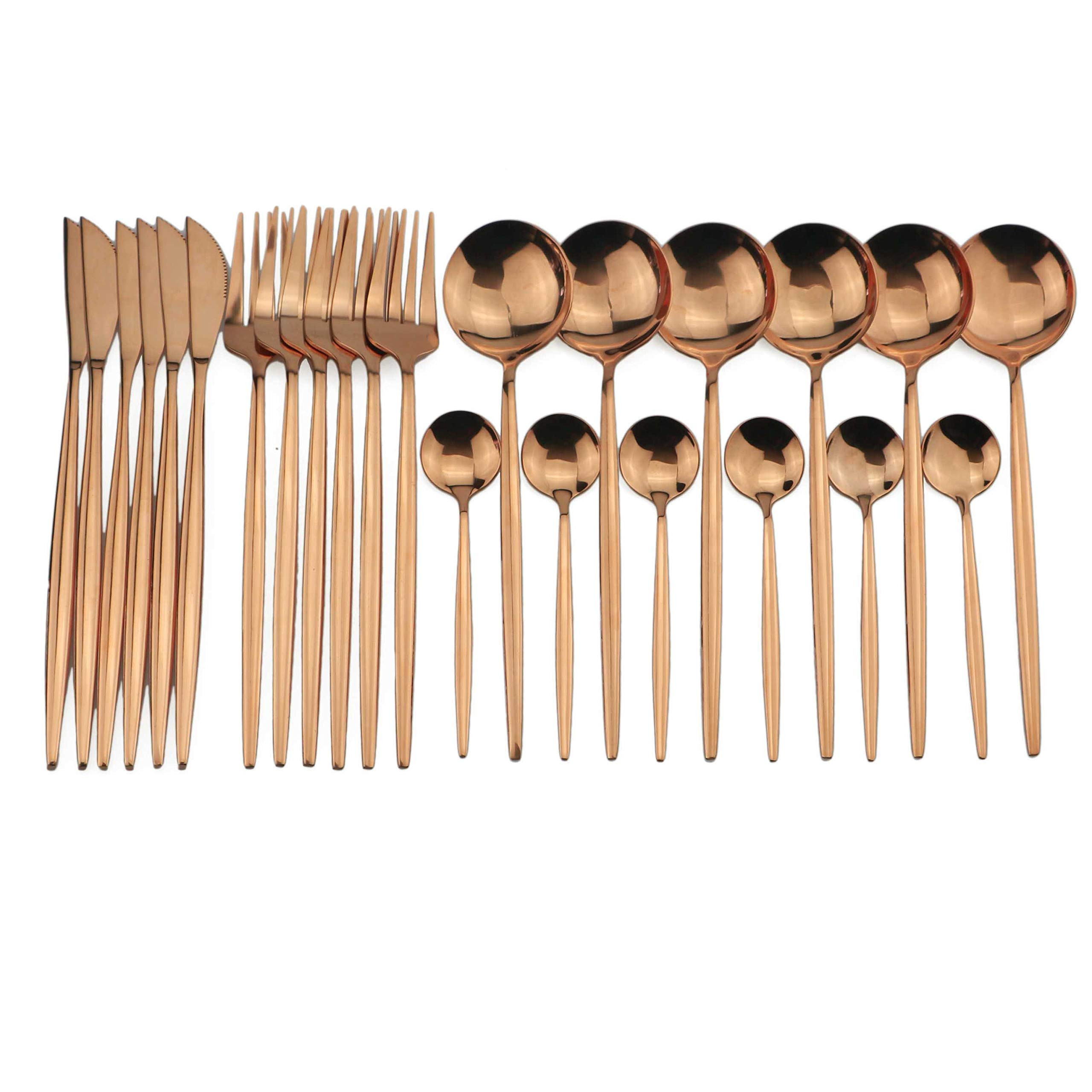 24-Piece Flatware Set, 18/0 Stainless Steel Knife Fork Spoon Teaspoon Silverware Set, Service for... | Amazon (US)