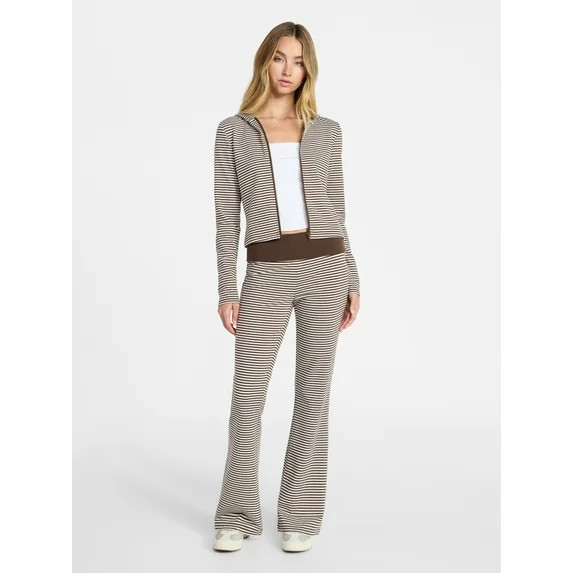 No Boundaries Zip-Up Hoodie and Foldover Pants Set, 2-Piece, Women’s XXS-XXL | Walmart (US)