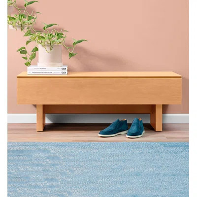 Minimalist Rectangular Solid Oak Wood Storage Bench | Wayfair North America
