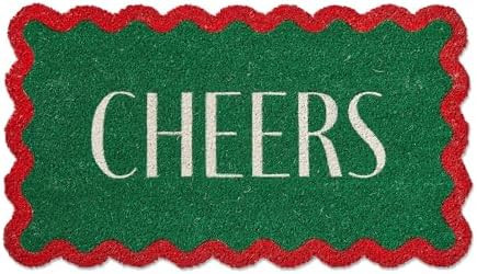 tag Cheers Scallop Shaped PVC Coir Door Mat Natural Coir Doormat for Christmas Green Multi 30x17 ... | Amazon (US)