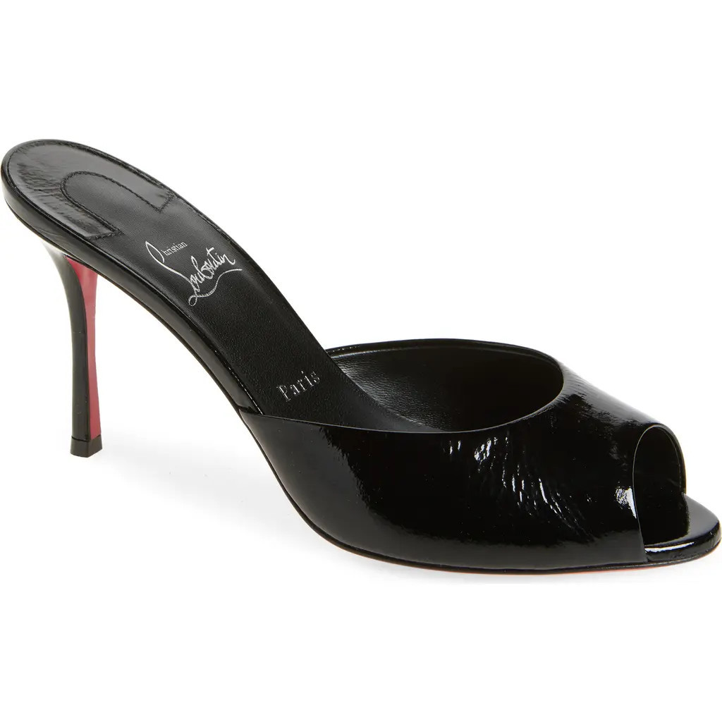 Christian Louboutin Me Dolly Peep Toe Slide Sandal in Black/Lin Black at Nordstrom, Size 9.5Us | Nordstrom