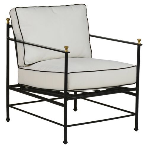Frances Lounge Chair, White/Black Welt | One Kings Lane