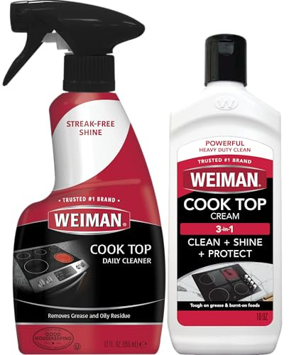 Weiman Ceramic and Glass Cooktop - 10 Ounce - Stove Top Daily Cleaner Kit - 12 Ounce - Glass Induction Cooktop Cleaning Bundle for Heavy Duty Mess Cleans Burnt-on Food | Amazon (US)