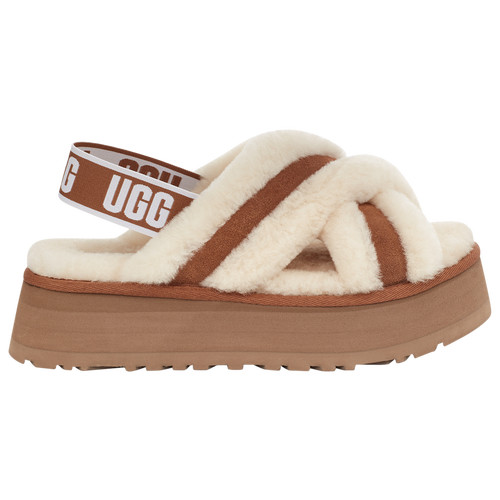 UGG Womens UGG Disco Cross Slides - Womens Shoes Brown/White Size 05.0 | Foot Locker (US)