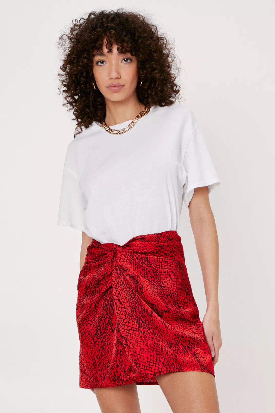 Satin Snake Knot Detail Mini Skirt | Nasty Gal (US)
