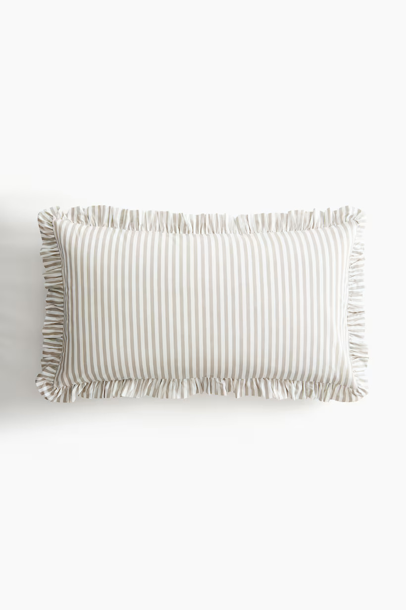 Ruffle-Trimmed Cotton Cushion Cover | H&M (US + CA)