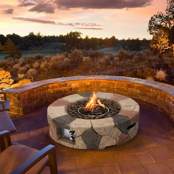 AVAWING 28inch Gas Fire Pit 40,000 BTU Outdoor Propane Fire Table W/Lava Rocks | Walmart (US)