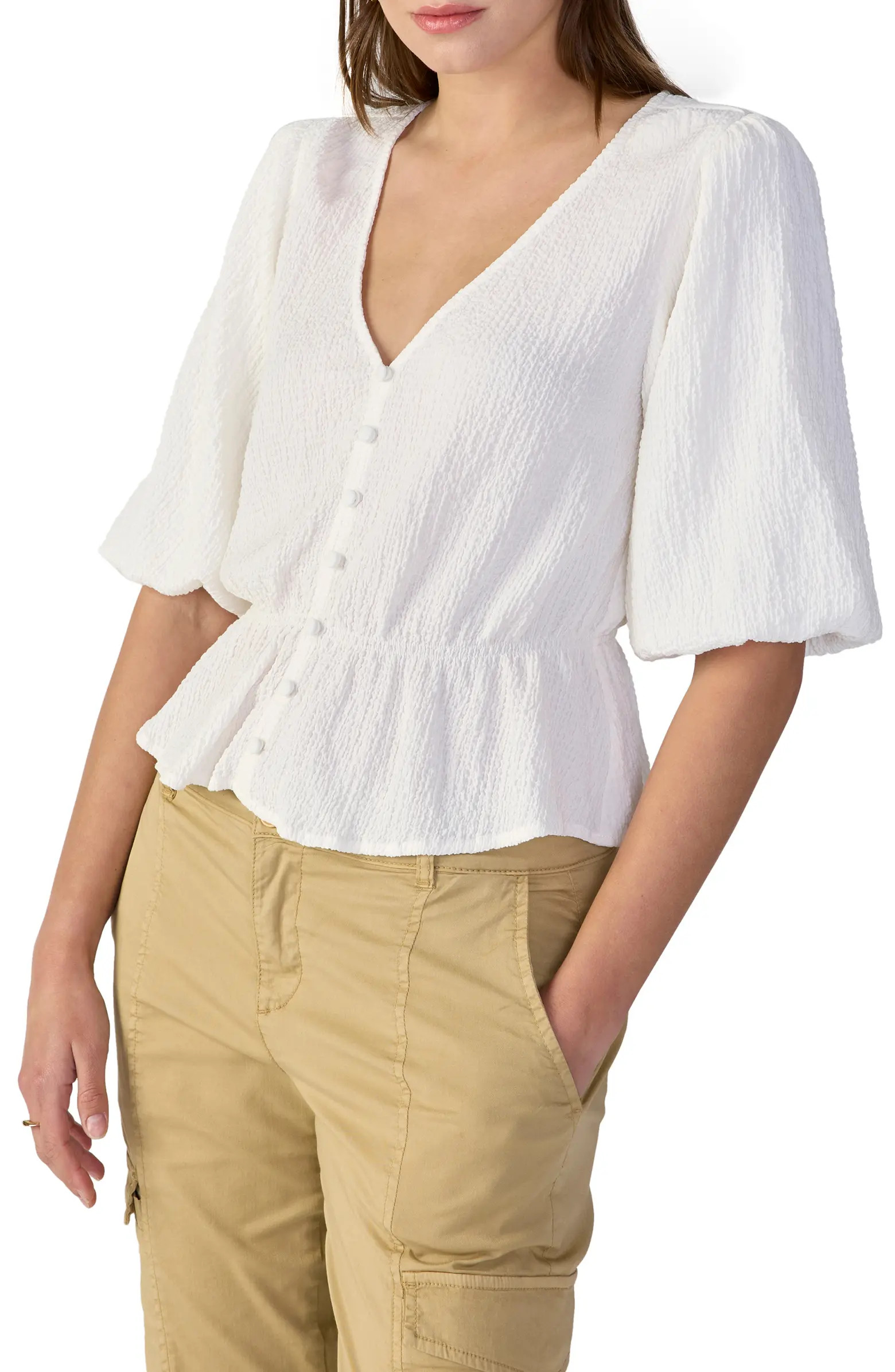 Textured Puff Sleeve Blouse | Nordstrom