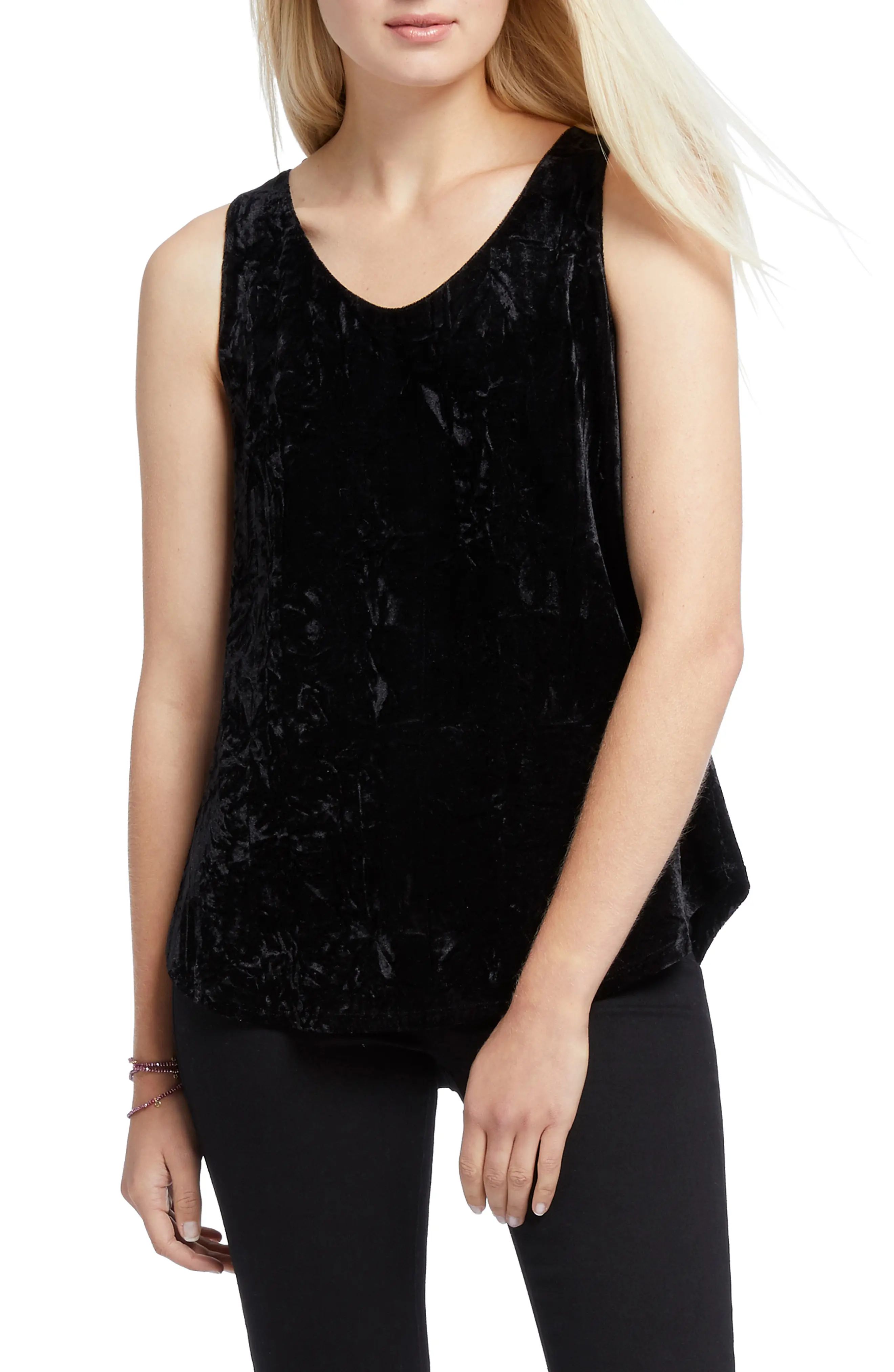 Women's Nic+Zoe Crushed Velvet Tank, Size Small - Black | Nordstrom