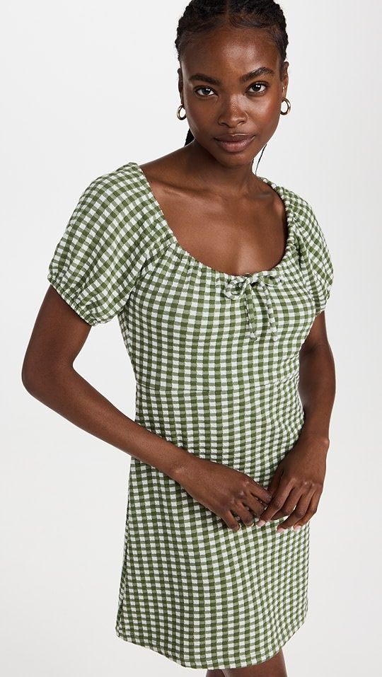 Puff Sleeve Knit Gingham Mini Dress | Shopbop