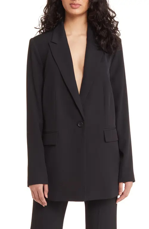 Open Edit Oversize Blazer in Black at Nordstrom, Size X-Small | Nordstrom