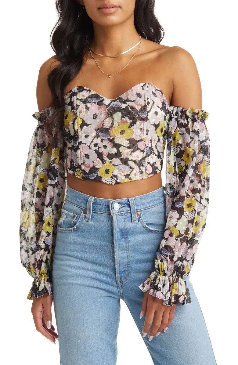 VICI Collection Floral Print Off the Shoulder Crop Top | Nordstrom | Nordstrom