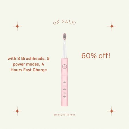Pretty pink sonic electronic toothbrush! 

with 8 Brushheads, 5 Modes Power Toothbrushes, 4 Hours Fast Charge

Amazon finds! 

#LTKkids #LTKhome #LTKsalealert