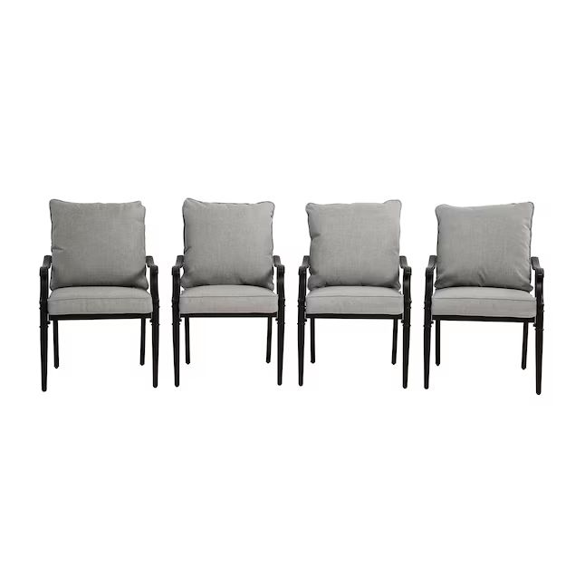 allen + roth Thomas Lake Set of 4 Gray Steel Frame Stationary Dining Chair with Gray Cushioned Se... | Lowe's