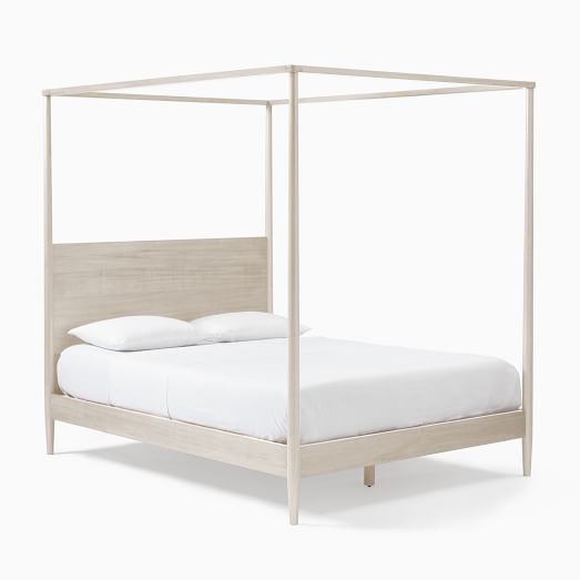 Mid-Century Canopy Bed - Pebble | West Elm (US)