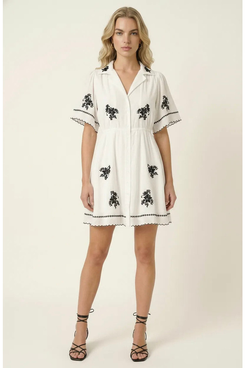 Short-Sleeve Button-Front Embroidered Shirt Dress (Women) | Nordstrom | Nordstrom
