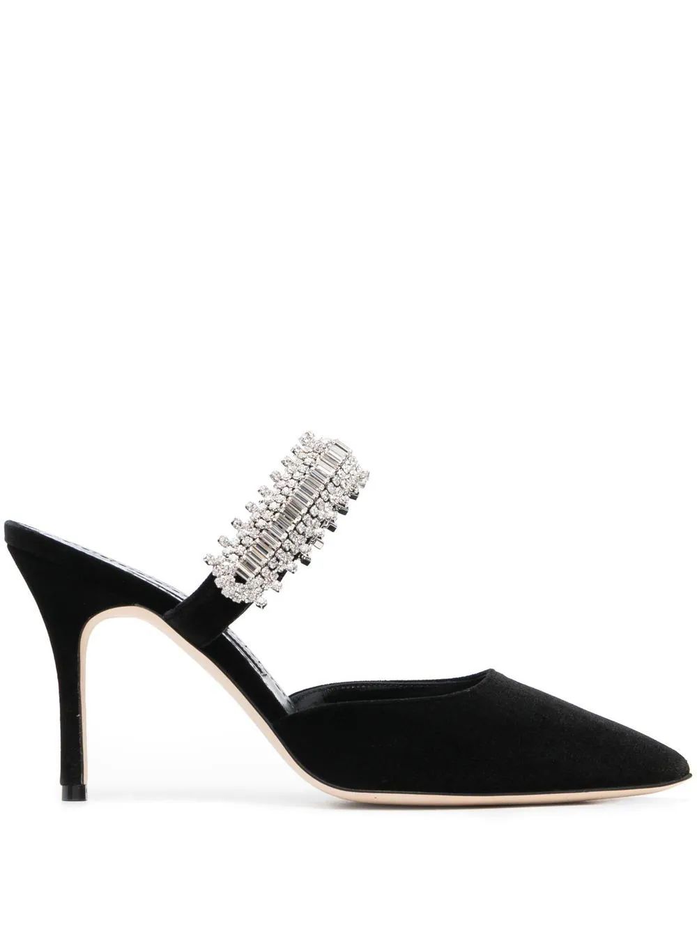 Manolo Blahnik 95mm Velvet Pumps - Farfetch | Farfetch Global