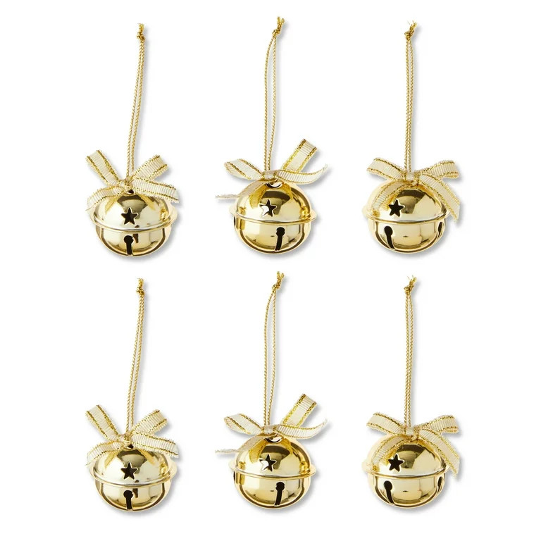 Gold Metal Mini Bell Christmas Ornaments, 6 Count, by Holiday Time | Walmart (US)