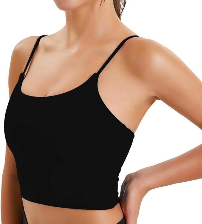 FAHZON Longline Sleeveless Sports Bra Seamless Workout Running Shirts Yoga Tank Top Camisole with... | Amazon (US)
