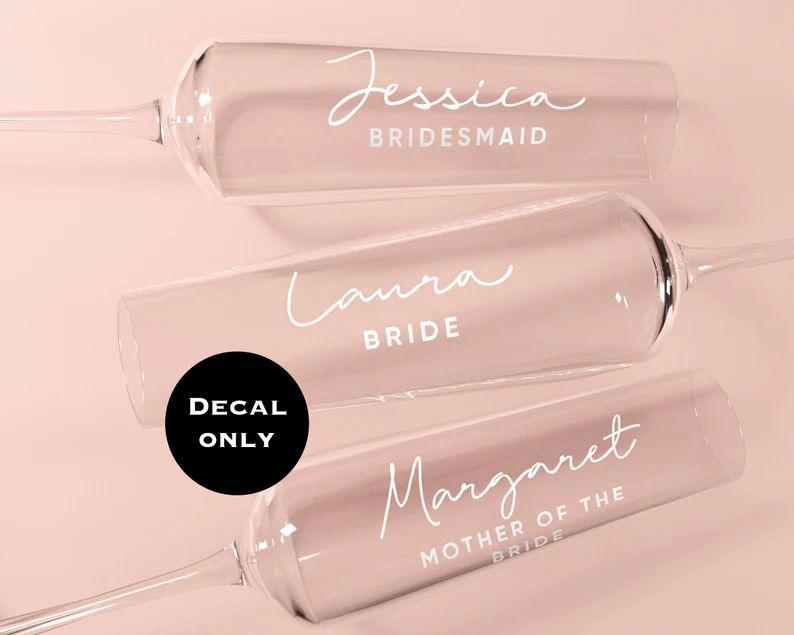 DIY Personalised Champagne Flute Decals with Roles Name Vinyl | Etsy | Etsy (UK)