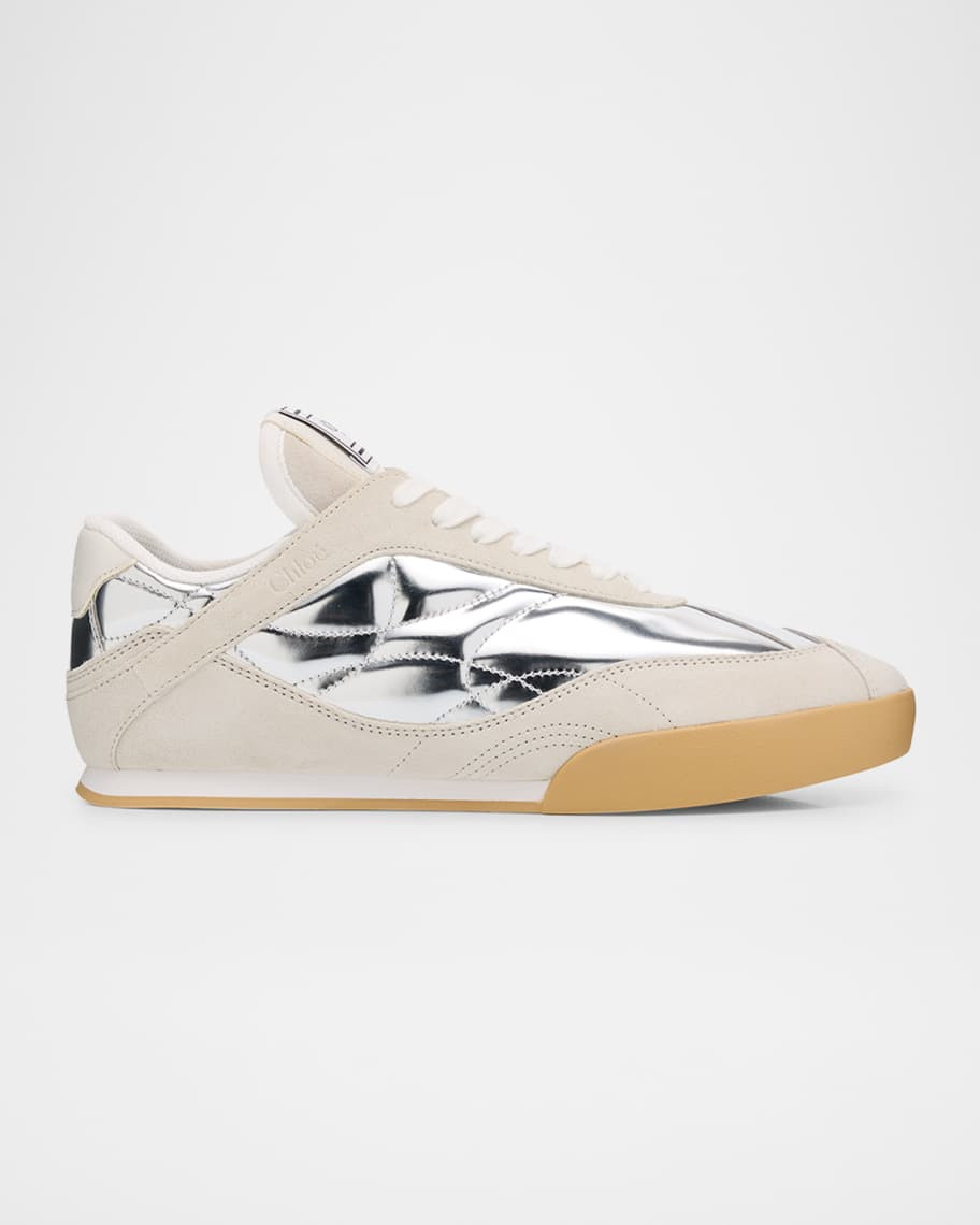 Chloe Metallic Leather Kick Sneakers | Neiman Marcus