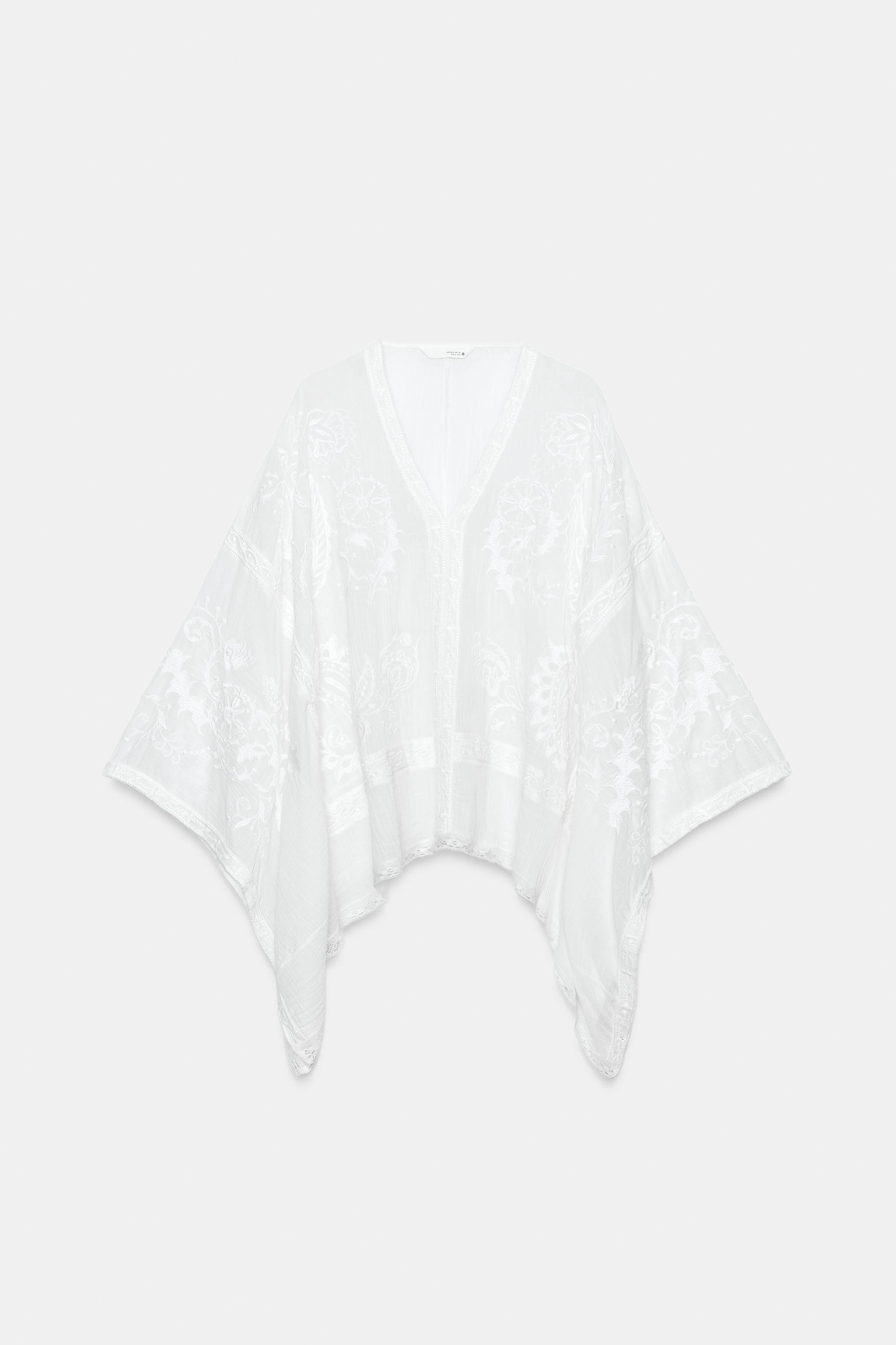 ZW COLLECTION EMBROIDERED CAPE BLOUSE | Zara US
