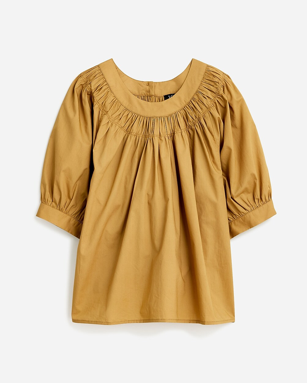 Smock-neck puff-sleeve top in cotton poplin | J. Crew US