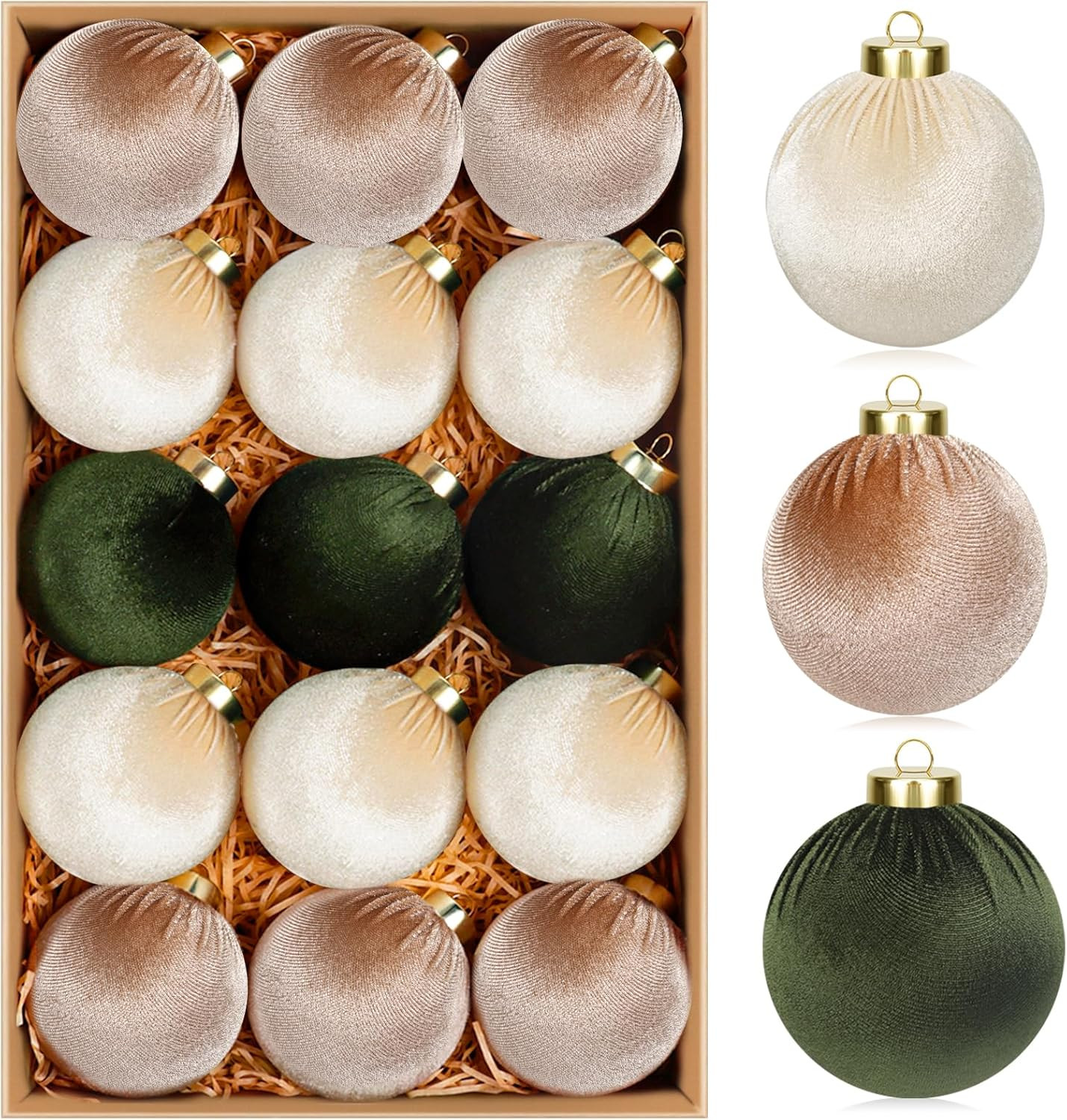 15 Pcs Velvet Christmas Ornaments Ball, 3.15" Christmas Tree Decorations Set, Shatterproof Hangin... | Amazon (US)