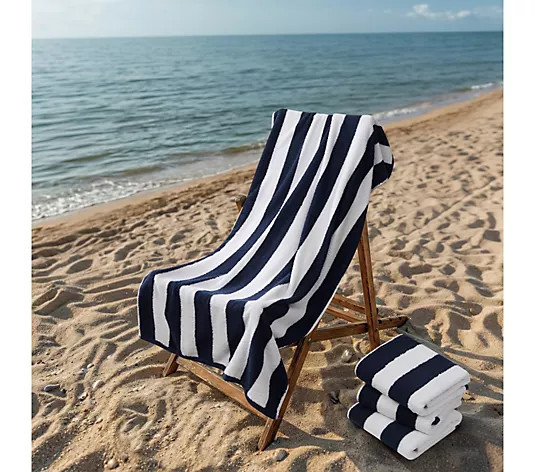 Oceanfront Resort Classic Cabana 4 Pack Beach Towel - QVC.com | QVC