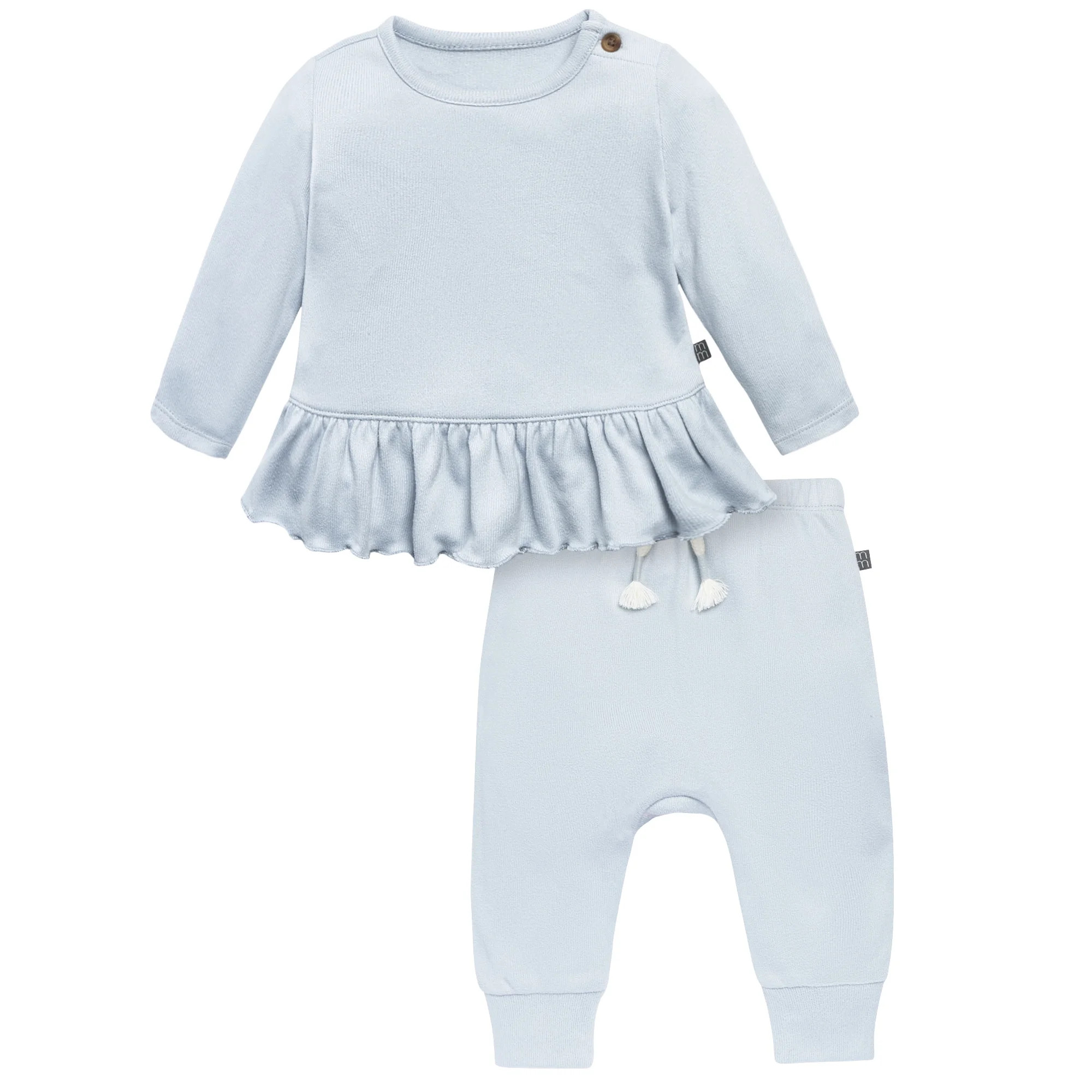 Modern Moments by Gerber Baby Girl Peplum Top and Legging Super Soft Hacci Set, 2-Piece, Sizes 0/... | Walmart (US)