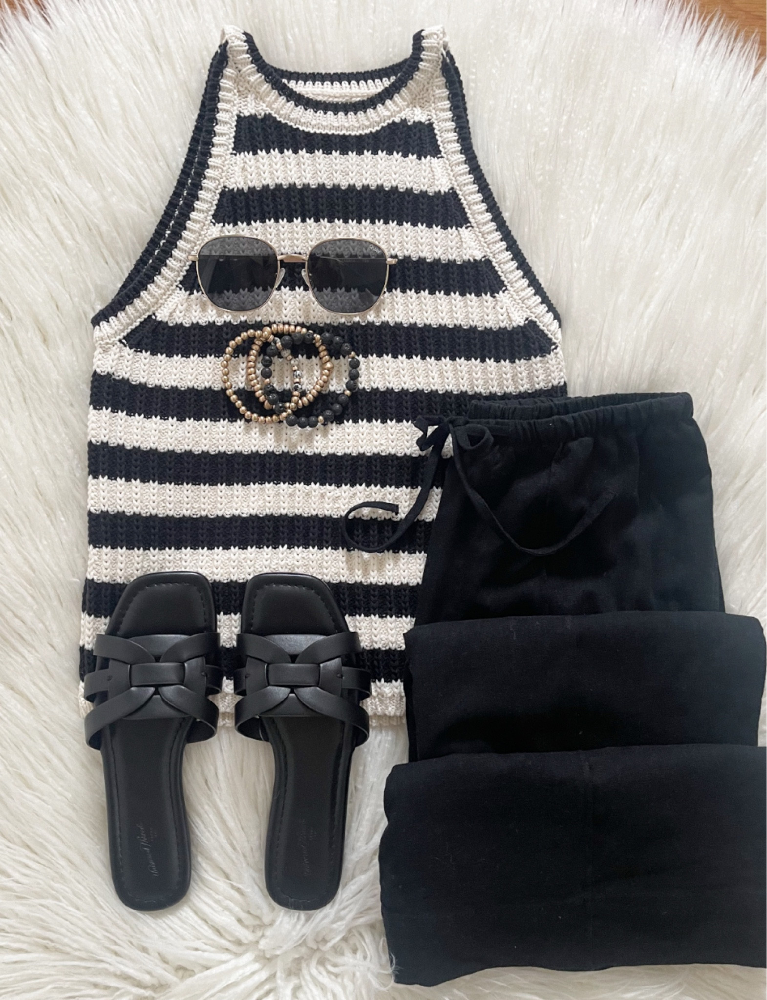 Happy Sunday!  Sharing this NEW Sweater Tank with you today!  Love the quality & detail!  Styled it with these  black linen pants & sandals for a fun spring look!  Check out my stories & bio for links! 🖤

#LTKfindsunder50 #LTKstyletip