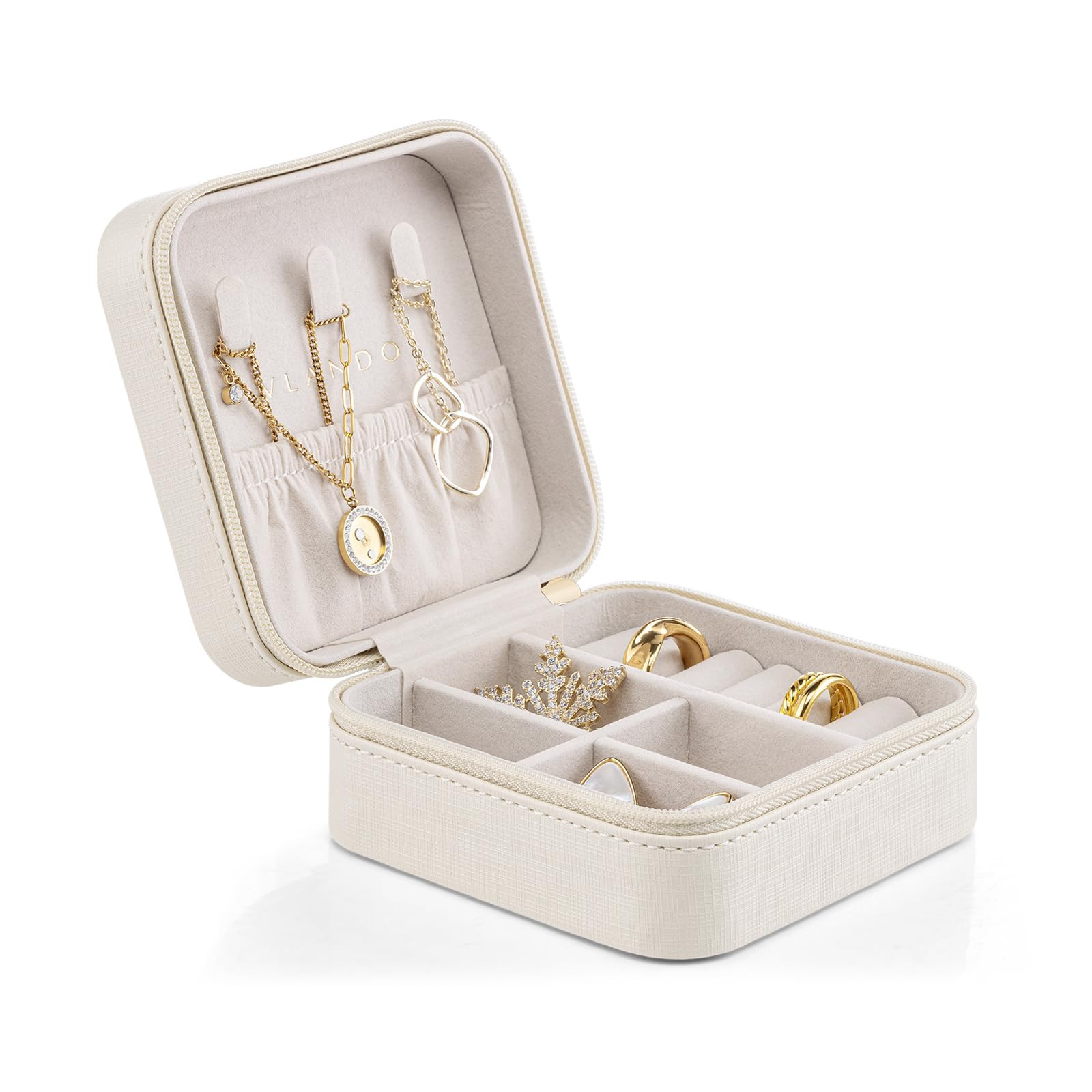 Vlando Small Travel Jewelry Box Organizer Display Case for Girls Women Gift Rings Earrings Neckla... | Amazon (US)