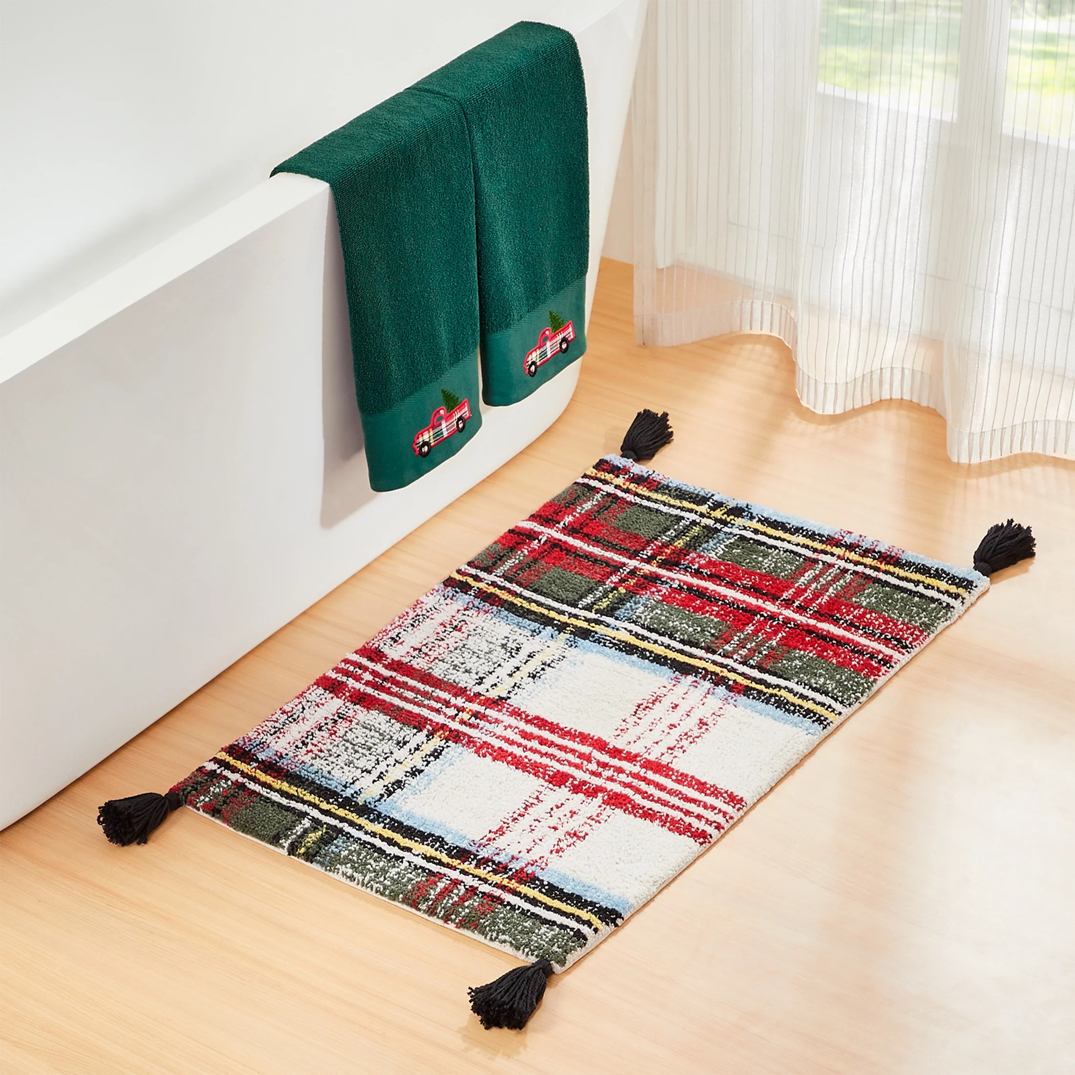 My Texas House 3-Piece Cotton Holiday Plaid Bath Accessory Set, Multi | Walmart (US)