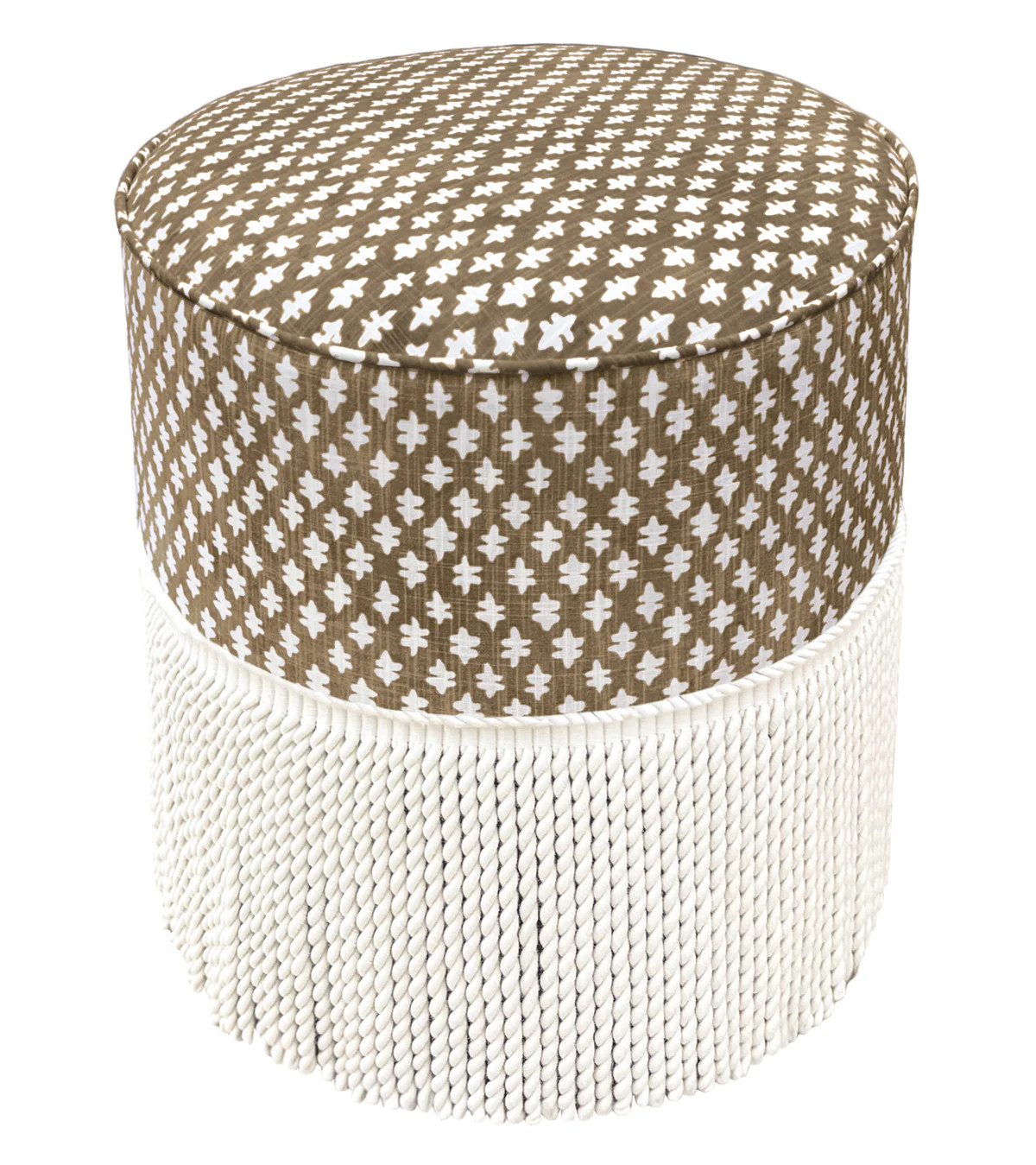 THE TIGHT ROUND OTTOMAN :: TILLY PRINT // UMBER | LITTLE DESIGN LLC