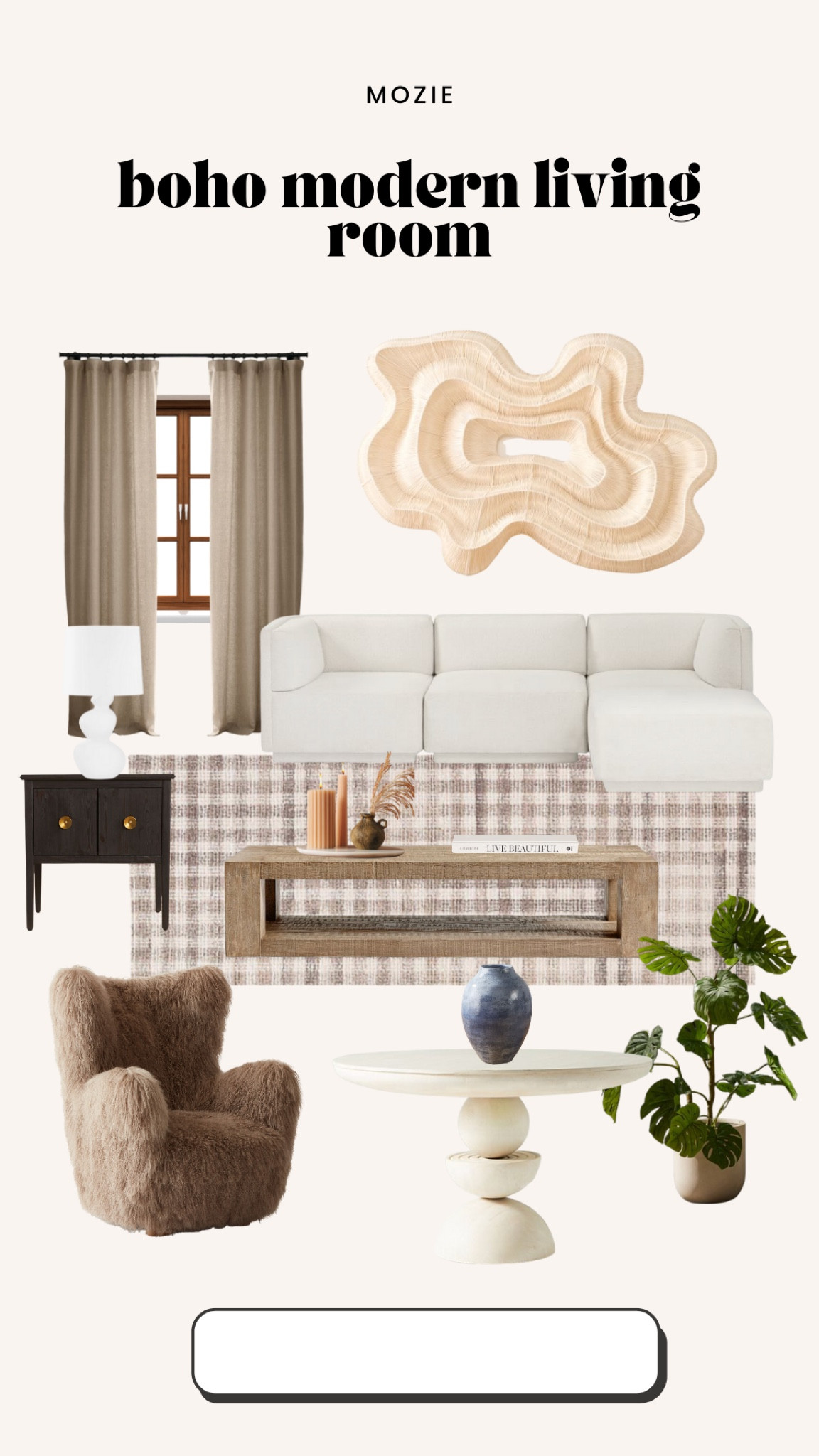 A boho modern living room design with moody neutral tones. 

#LTKhome