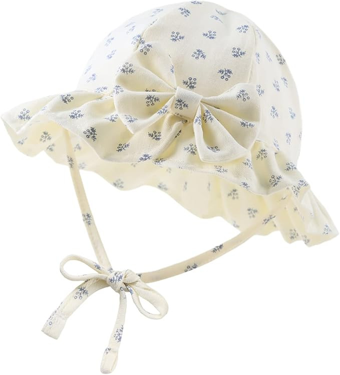 JANGANNSA Bow Baby Girls Summer Hat Flower Toddler Girls Sun Hat Cotton Breathable Infant Hat | Amazon (US)