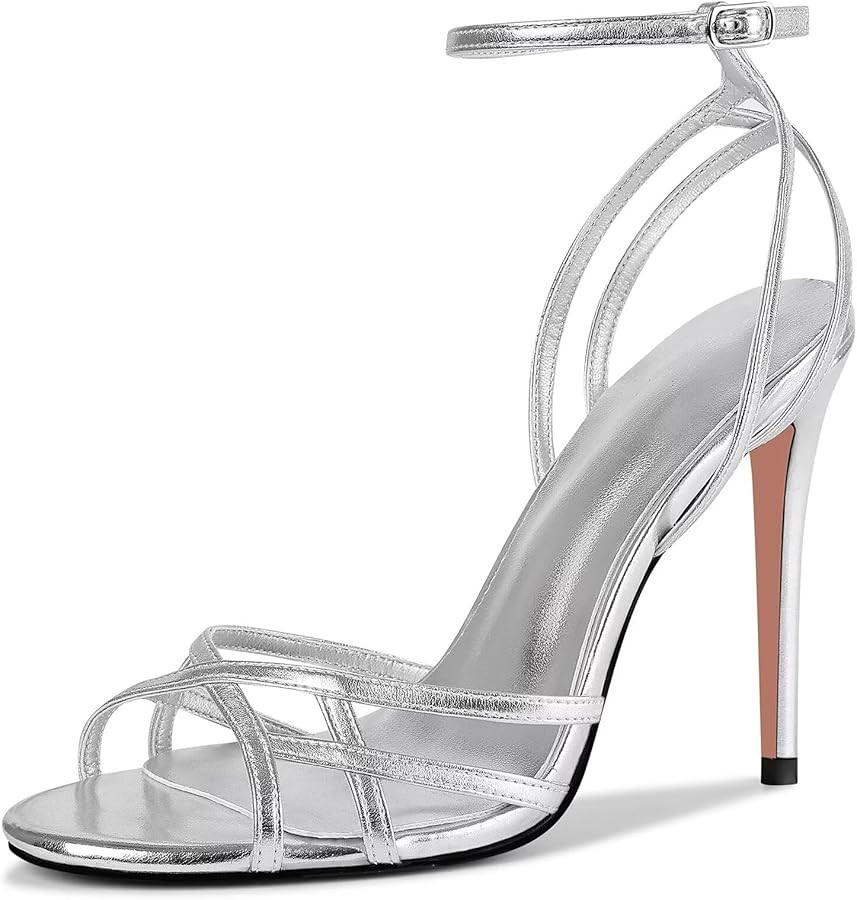 Womens Strappy Lace up Heels Sandals Sexy Stiletto High Heeled Open Square Toe Strap Summer Dress... | Amazon (US)