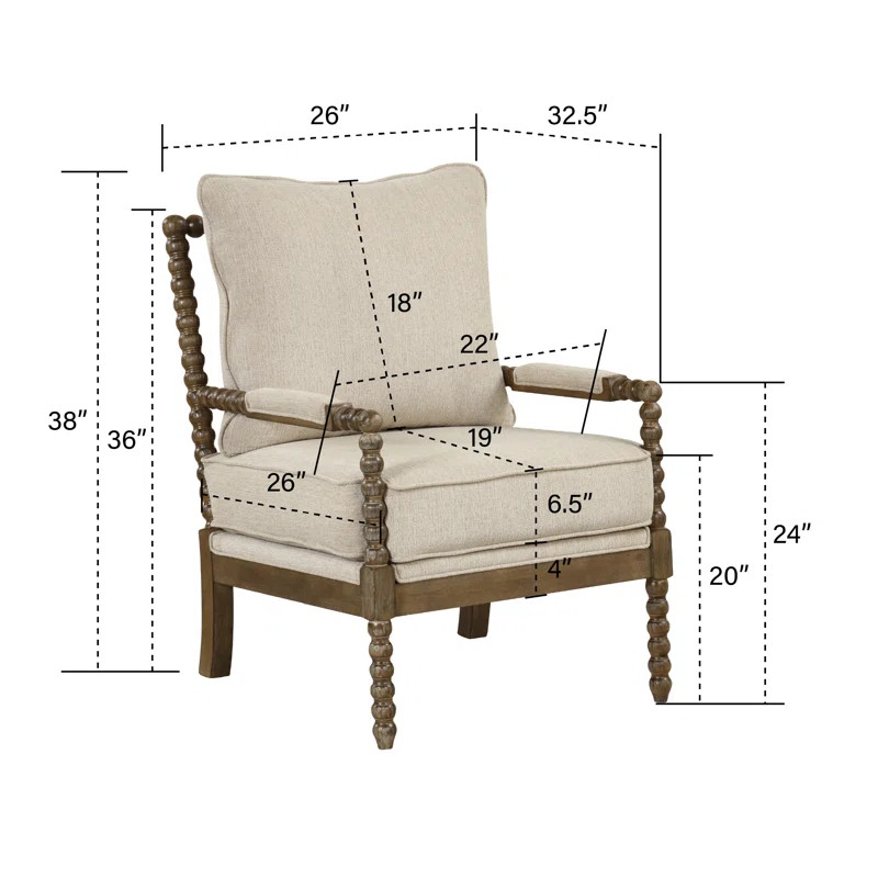 Millissa Mid-Century Solid Wood Accent Armchair with Upholstered Thick Cushion and Back | Wayfair North America