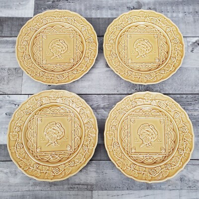 Bordallo Pinheiro Yellow Gold Turkey Grapevine Set of 4 Dinner Plate 9.25”  | eBay | eBay US
