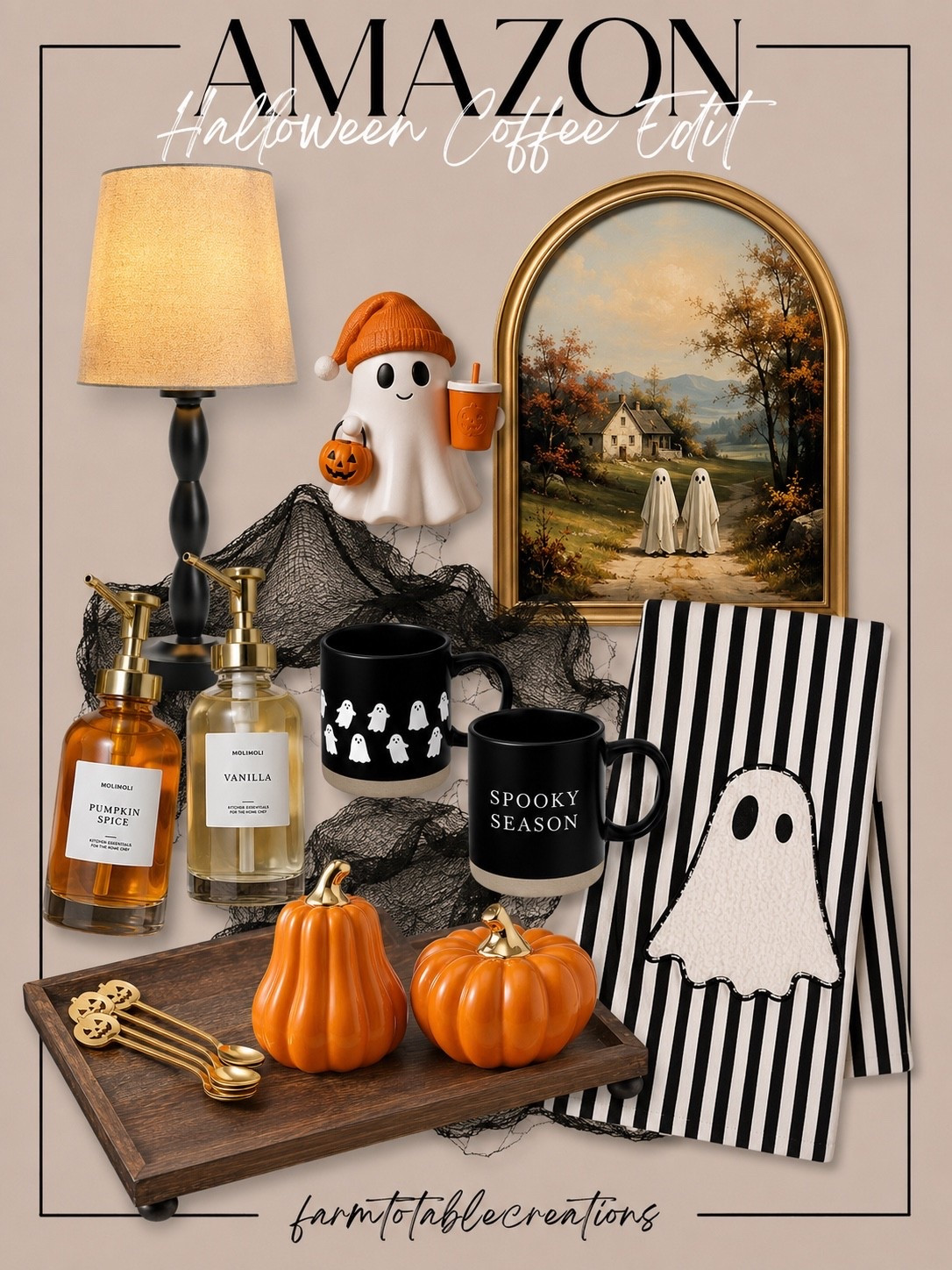 HALLOWEEN COFFEE BAR FINDS

Follow @farmtotablecreations on Instagram for more home finds and styling inspiration.

If you’re decorating a Halloween coffee bar this year, these are the pieces that instantly create that cozy, collected look. From the ghost mugs and striped towel to the vintage-inspired artwork, pumpkin soap dispensers, adorable ghost figurine, and decorative accents, every find is linked in my LTK to help you recreate the look.

#HalloweenDecor #HalloweenCoffeeBar #CoffeeBarDecor #CoffeeStation #AmazonHome #AmazonFinds #FallDecor #FallHomeDecor #KitchenDecor #SeasonalDecor #SpookySeason #NeutralHalloween #HalloweenKitchen #HomeStyling #HomeDecorFinds #CozyHome #PumpkinDecor #GhostDecor #FallInspiration

#LTKSeasonal #LTKHome #LTKSaleAlert