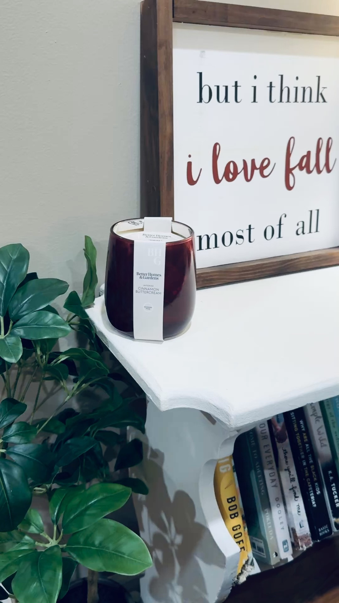 I love the moody burgundy color of this Walmart candle! It matches my decor perfectly. 

 
